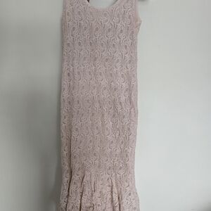 Chic Blush Lace Maxi Dress